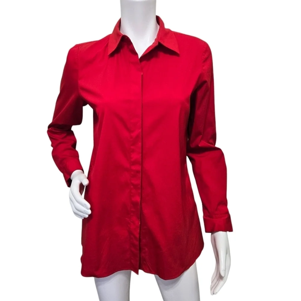 Lafayette 148 Red Tunic Careerwear Top Size S - Picture 1 of 13